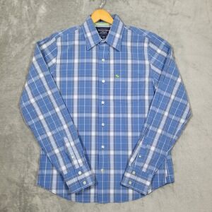 Abercrombie Fitch Shirt Men L Muscle Plaid Long Sleeve Button Up Blue White Y2K